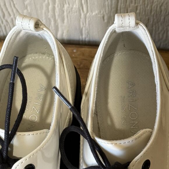 NWOT Arizona Jean Company White Chunky Lace Up Heel Block Shoes, Size‎ 6.5M Y2K - Picture 8 of 9